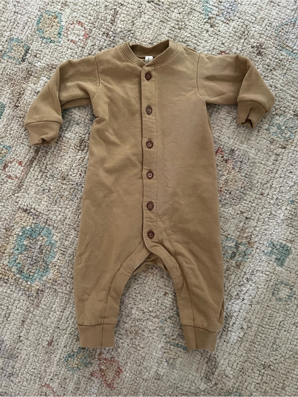Quincy Mae Tan Button-Front Footie